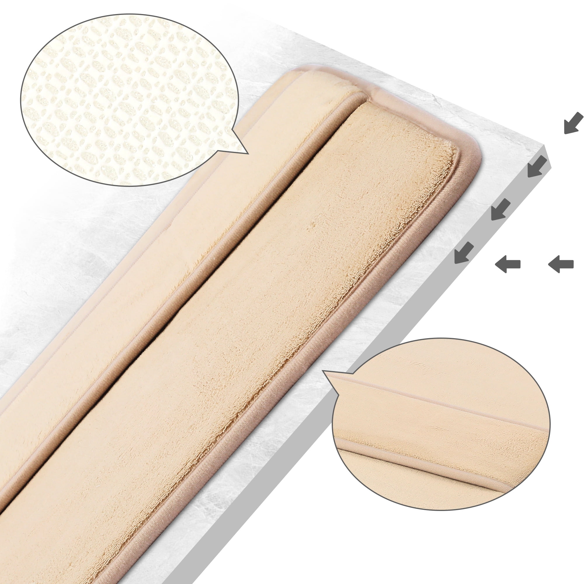 Unique Bargains Memory Foam Absorbent Non Slip Bath Rug Khaki 16" x 24"