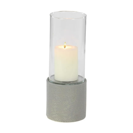Ceramic Candle Socket Decmode Contemporary 13 Inch Textured Ceramic Cylinder Hurricane Candle Holder, Gray ()