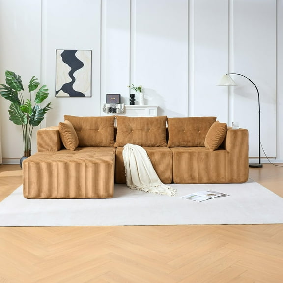 106" Cloud Modular Sectional Sofa with L-Shape Chaise, 4-Seat Deep Boneless Couch for Living Room