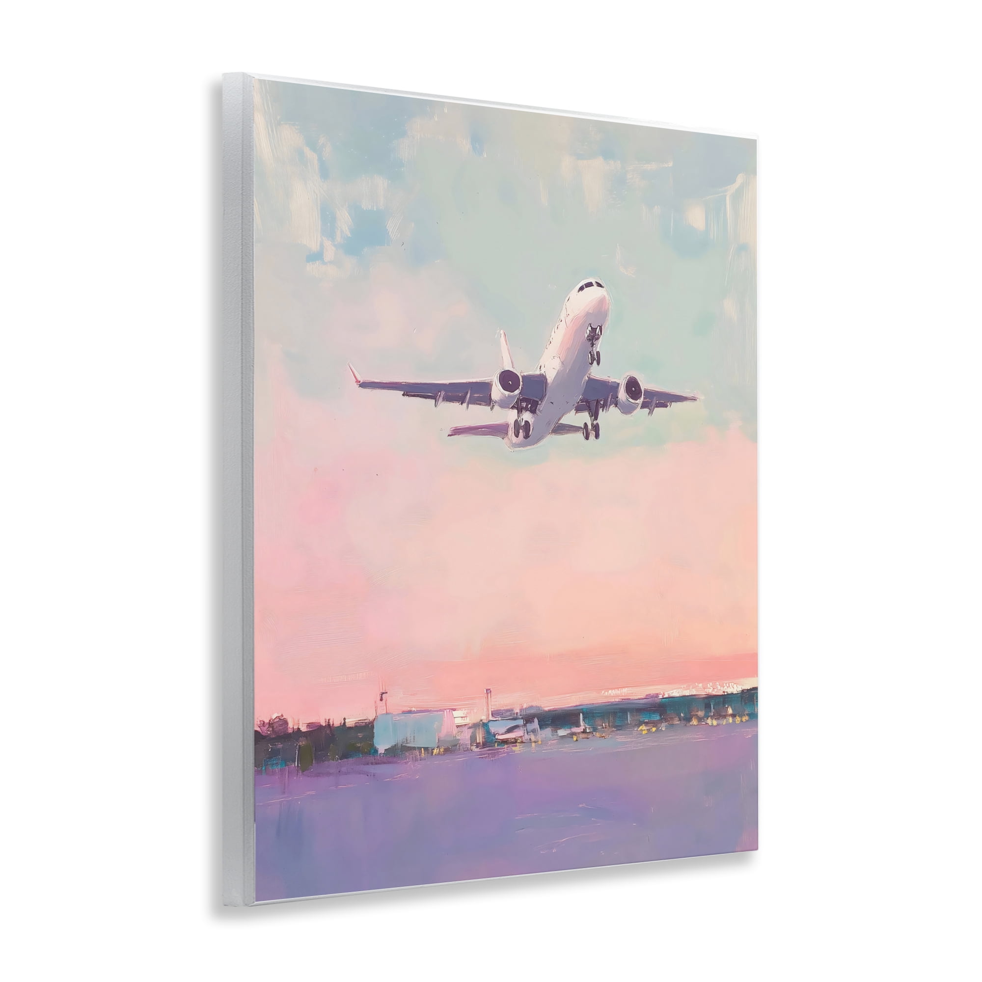 Stupell Industries Airplane Takeoff into Pastel Skies Wall Plaque Art, design by The Prints Vibe