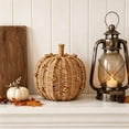 thumbnail image 4 of Clearance! Handmade Woven Rattan Pumpkin Decorations, Artificial Faux Pumpkins, Halloween Christmas Thanksgiving Farmhouse Fall Home Table Tray Decorations, Yellow, 4 of 6