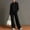 Black, variant on Women's Solid Crew Neck Button up Cardigan Sweatshirt & Wide Leg Pants Set, Casual Loose Two Piece Outfit Tracksuit for Daily Street Wear Yellow