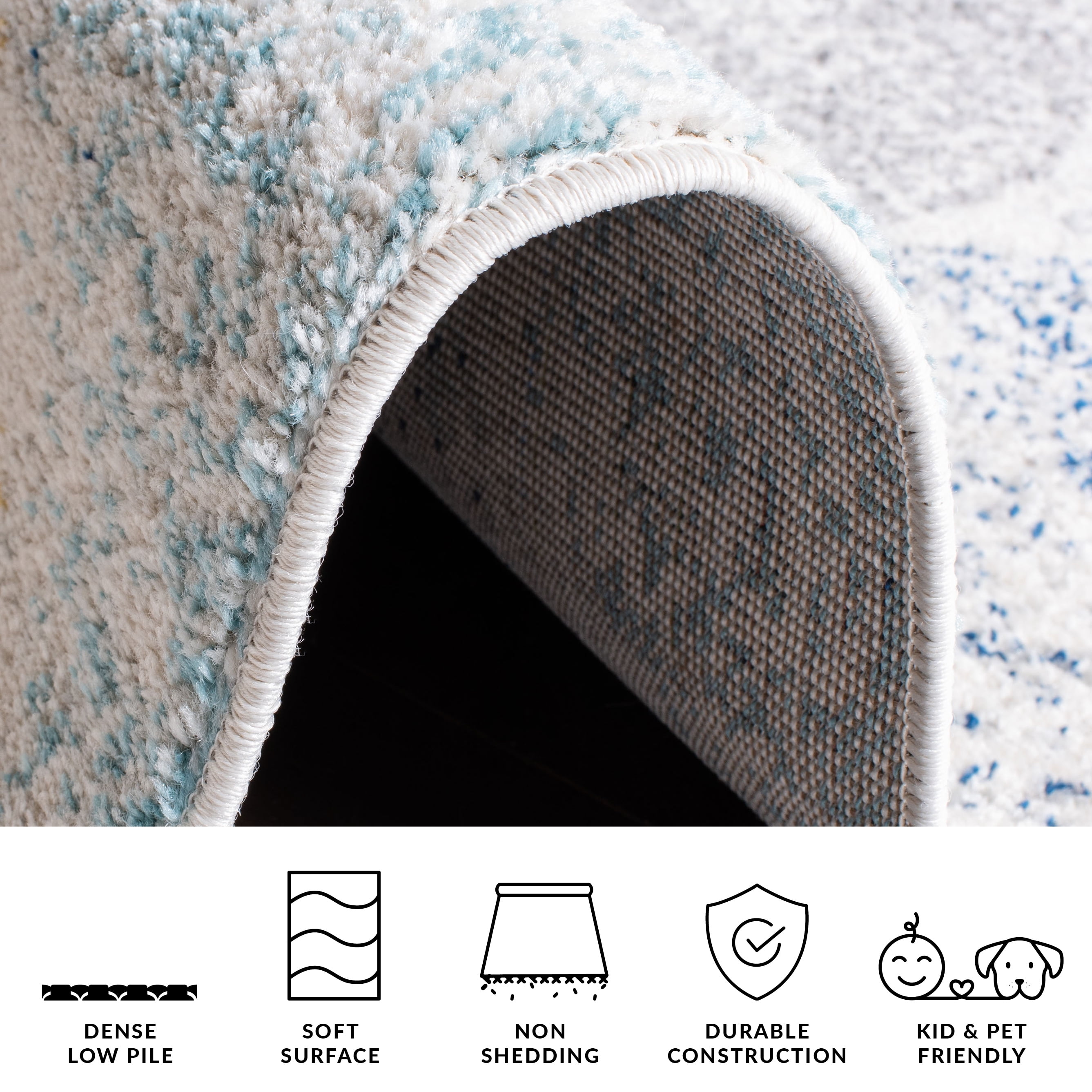 Safavieh Madison Leighton Geometric Runner Rug, Ivory/Blue, 2'3" x 16'