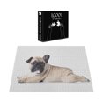 thumbnail image 3 of Ambesonne French Jigsaw Puzzle Durable Cardboard, Bulldog Buddy Domestic Pet, 1000 pcs, White Tan Ecru, 3 of 5