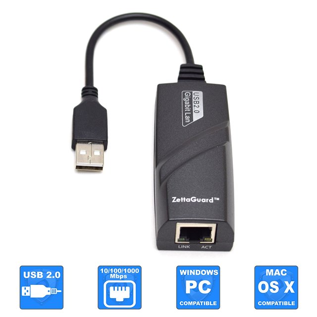 Zettaguard USB 2.0 to 10/100/1000 Mbps Gigabit LAN Wired