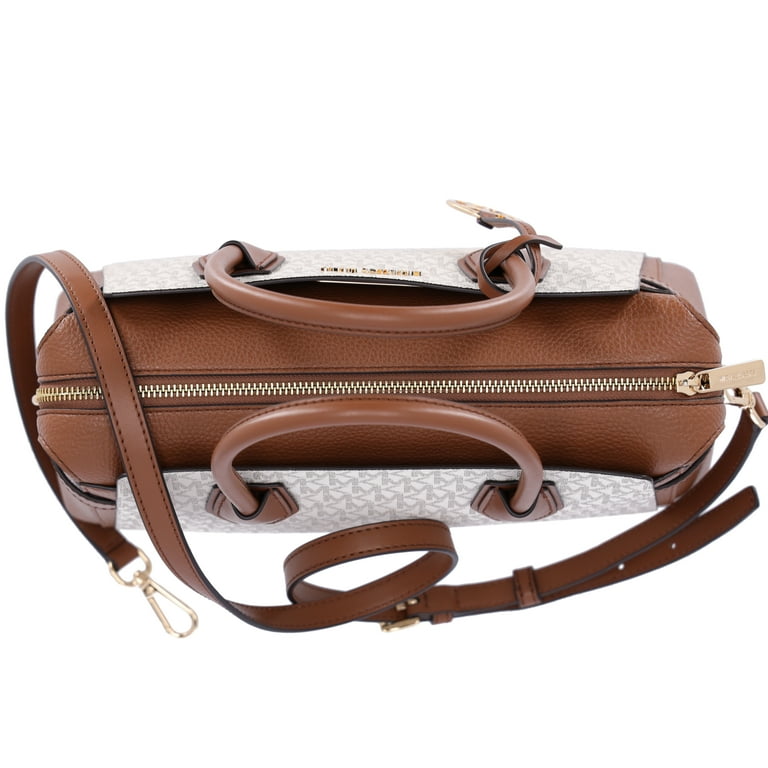 Michael Kors Womens Mercer Medium Logo and Leather Belted Satchel 