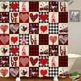 thumbnail image 3 of 4PCS Valentine's Day Highland Cow Shower Curtain Sets with Rugs, Waterproof Fabric White Shower Curtain, Red Plaid Romantic Pink Rose Floral Love Funny Bull Cattle Farm Animal Bathroom Decor, 3 of 7