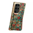 TWARI For Samsung Galaxy S24 S23 Ultra Vintage Flower Pattern Stand