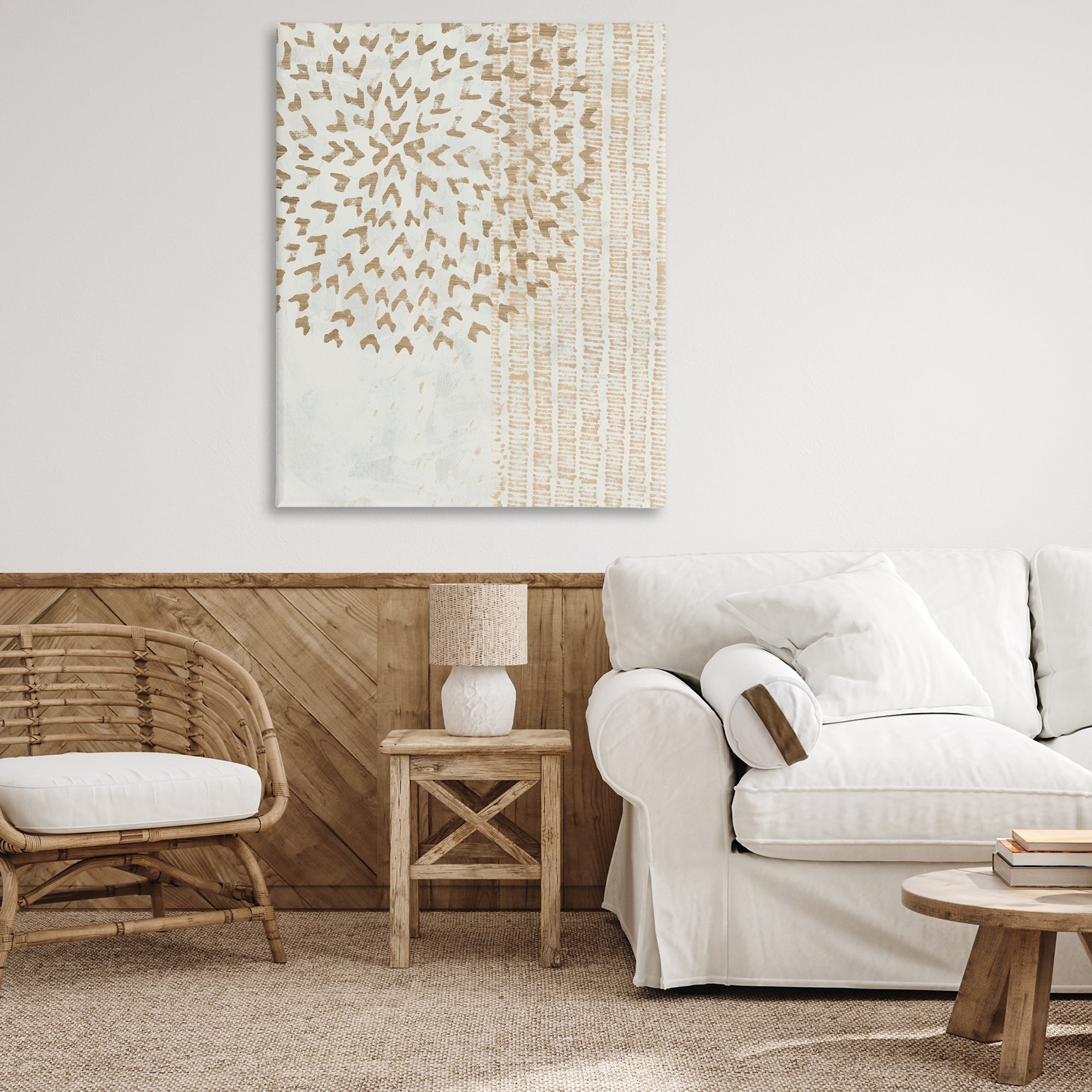 Stupell Industries Rustic Bohemian Patterns Abstract Painting Gallery Wrapped Canvas Art Print Wall Art, 36 x 48