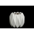 thumbnail image 1 of Geometric Patterned Ceramic Vase With Uneven Lip, Short, Matte White, 1 of 1