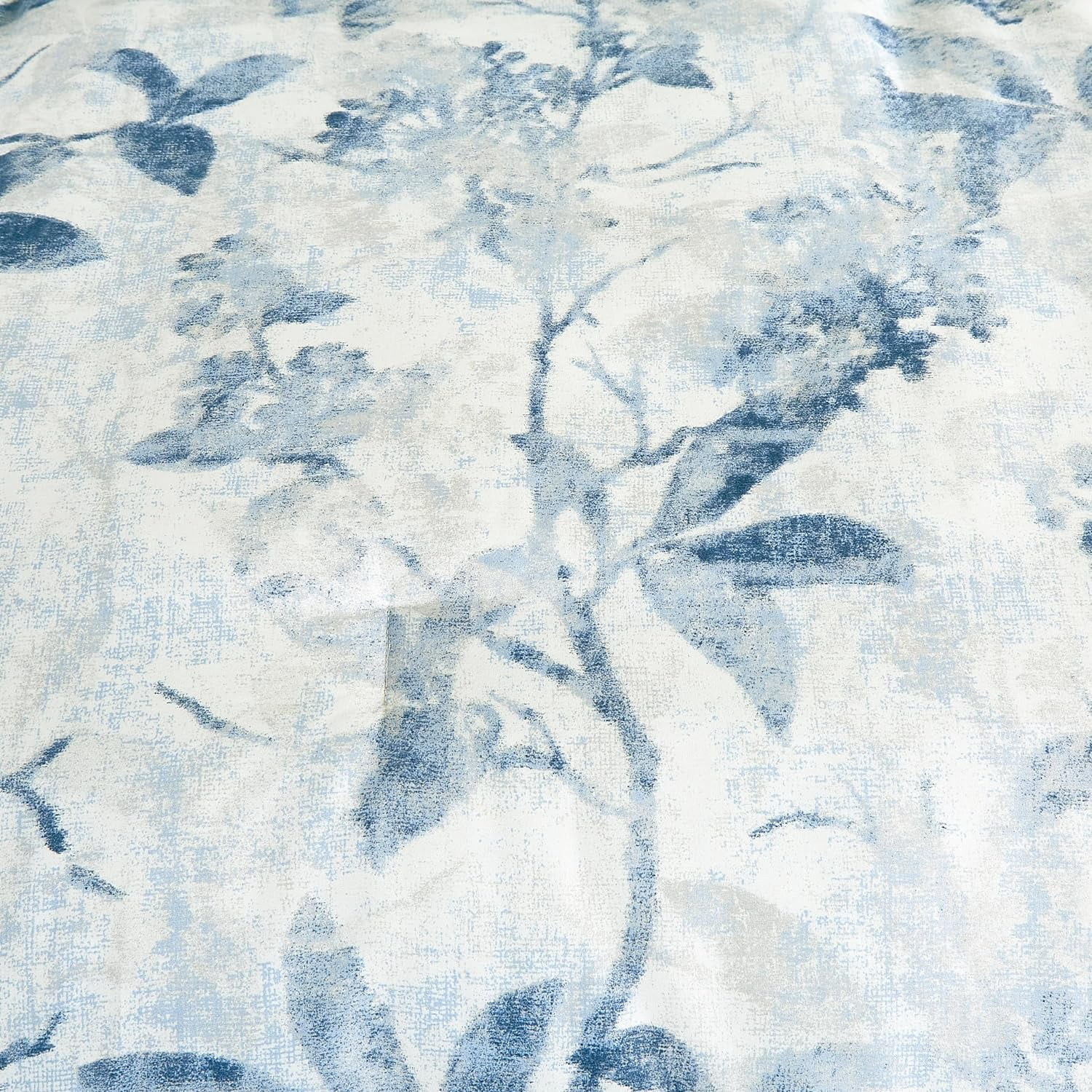 Chezmoi Collection Monica 3-Piece Boho Floral Comforter Set, Queen, Blue Gray White Tropical Flower Textured Printed Microfiber Lightweight Bedding Set