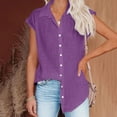 thumbnail image 4 of Women's Tops Fashion Solid Button Shirt Female V-Neck Loose T-shirt Blouse, 4 of 6