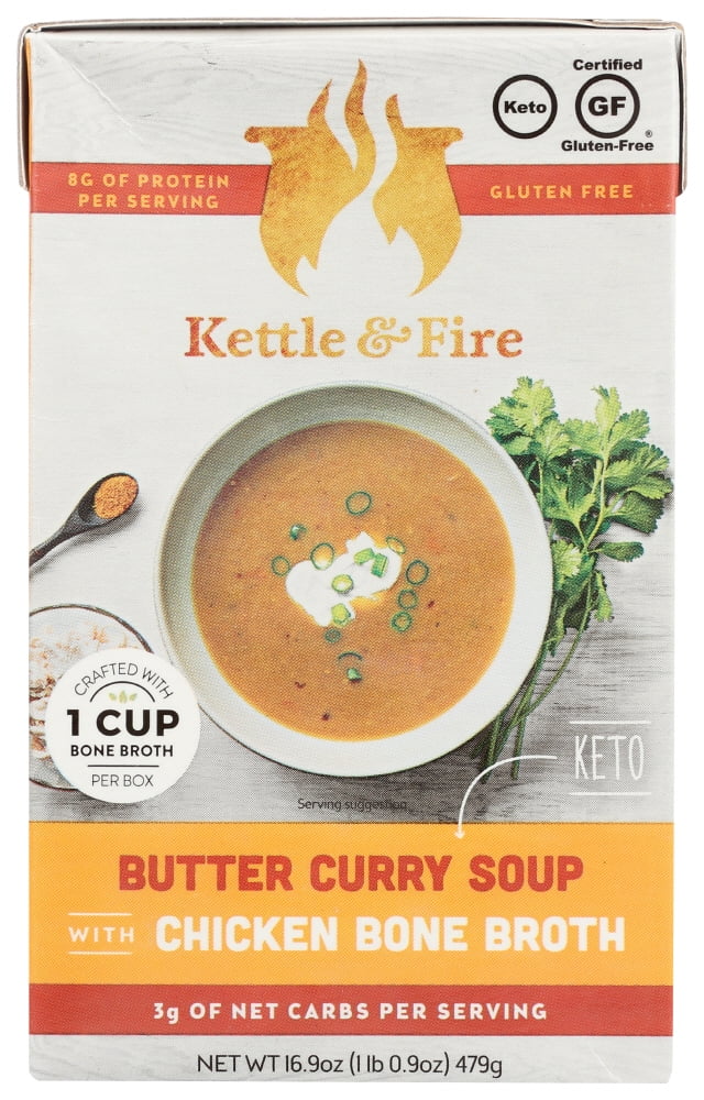Kettle & Fire Keto Soup, Butter Curry Chicken Bone Broth, 16.9 fl oz