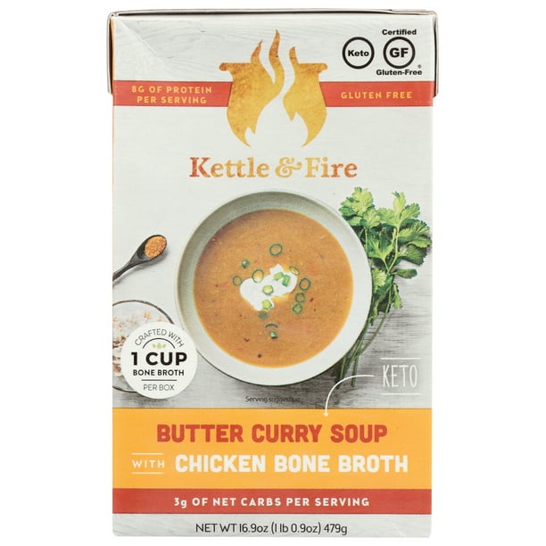 Kettle & Fire Keto Soup, Butter Curry Chicken Bone Broth, 16.9 fl oz
