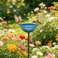 thumbnail image 5 of Metal Flower Garden Stake, Bird Bath, Handmade Yard Art, Pollinator Watering Station, Outdoor Decorative Ornament Gift, 5 of 6