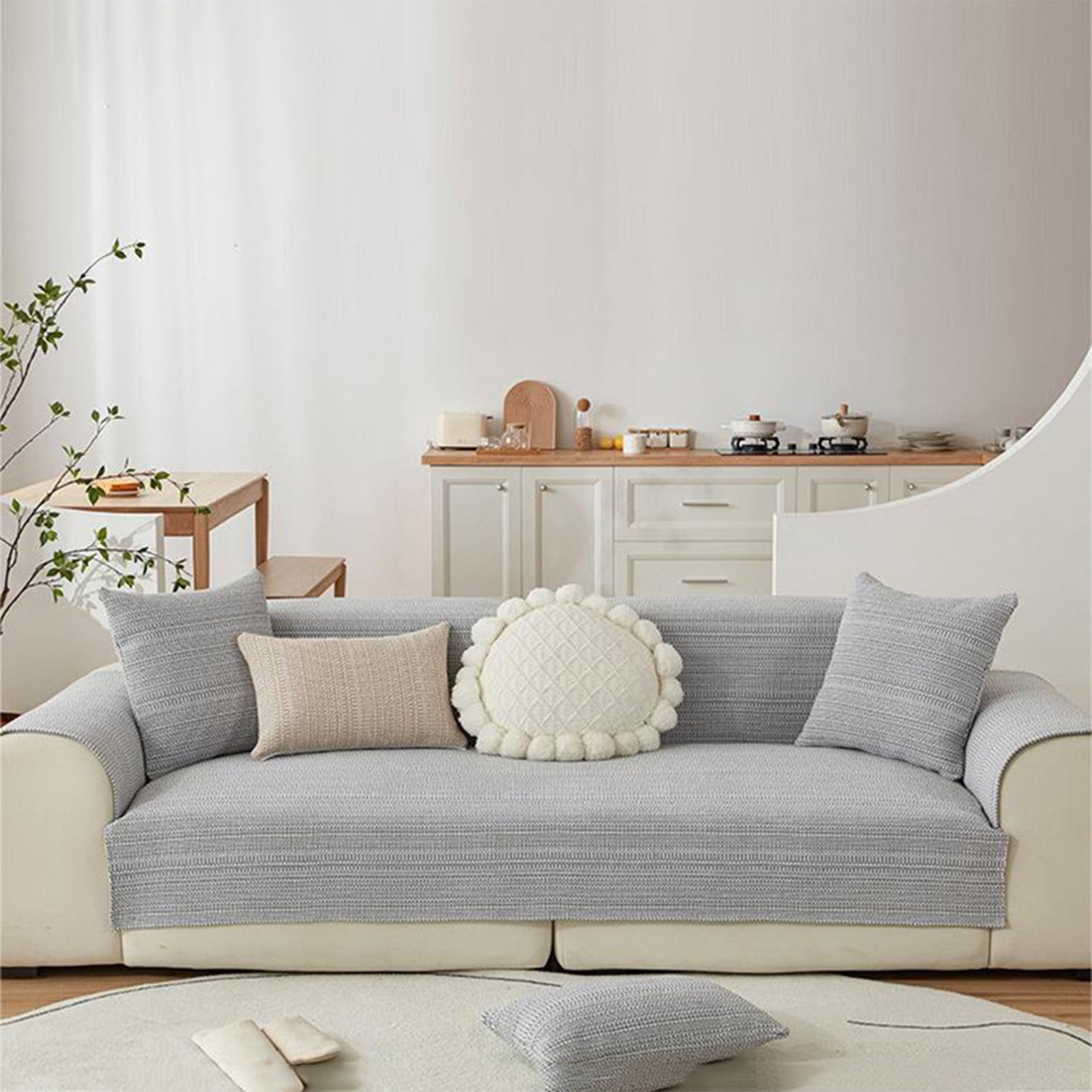 Sofa Cushion Linen Sofa Cushion Breathable Non Slip,Cotton Linen Sofa Cushion Modern All Season,Durable Anti Stain Sofa Cushion Living Room,Furniture Protector Sofa Cushion Simple Style