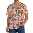 thumbnail image 3 of Disketp Men's Hawaiian Retro 70s Hippie Print Shirts Button Down Holiday Beach Shirts-Small, 3 of 7