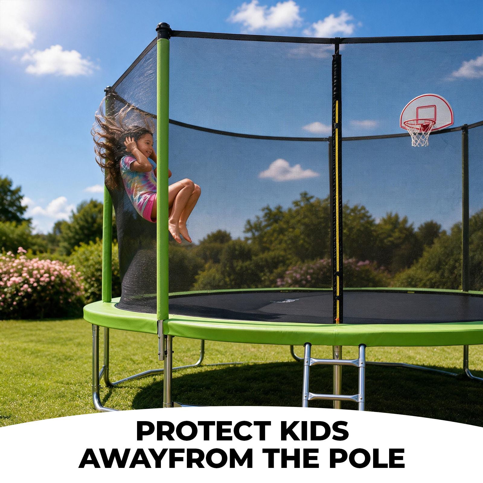 Alvantor 16Ft Trampoline for Kids & Adults, Upgrad Trampolines with Enclosure Net and Basketball Hoop for Backyard Green