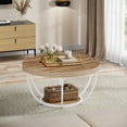 thumbnail image 5 of Tribesigns Round Coffee Table, Industrial 2-Tier Circle Coffee Table with Storage Shelves, Modern 31.7" Wooden Accent Center Table for Living Room, Home Office, Burlywood and White, 5 of 7