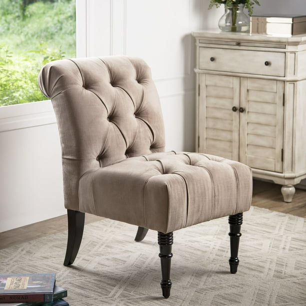 Devon & Claire Johnson Tufted Beige Accent Chair - Walmart.com