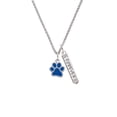 thumbnail image 2 of Delight Jewelry Silvertone Medium Translucent Royal Blue Paw Silvertone Forever Bar Charm Necklace, 23", 2 of 4