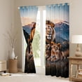 thumbnail image 3 of Lion Family Windows Drapes Block 30%-50% Light,African Wild Animal Photography Style Curtains for Living Room,Natural Mount Sunset View Window Drapes 38Wx54L Set of 2, 3 of 6