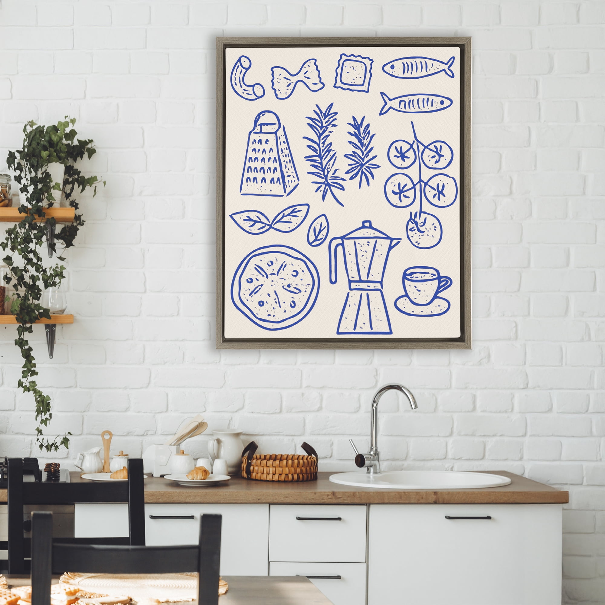 Stupell Industries Pasta & Espresso Simplicity Brown Framed Floater Canvas Wall Art, design by Camila Juncos