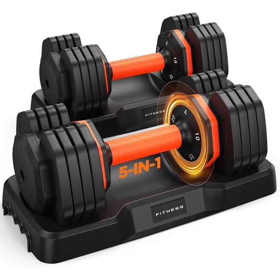2026 FDB2 Updated Adjustable Dumbbell Set of 2, 5-in-1/10-in-1 Weights Dumbbell Set with Storage Box, 25lbs/55lbs Adjustable Weights with Anti-slip Silicone Grip, Weight Set For Home Gym Suit both Me