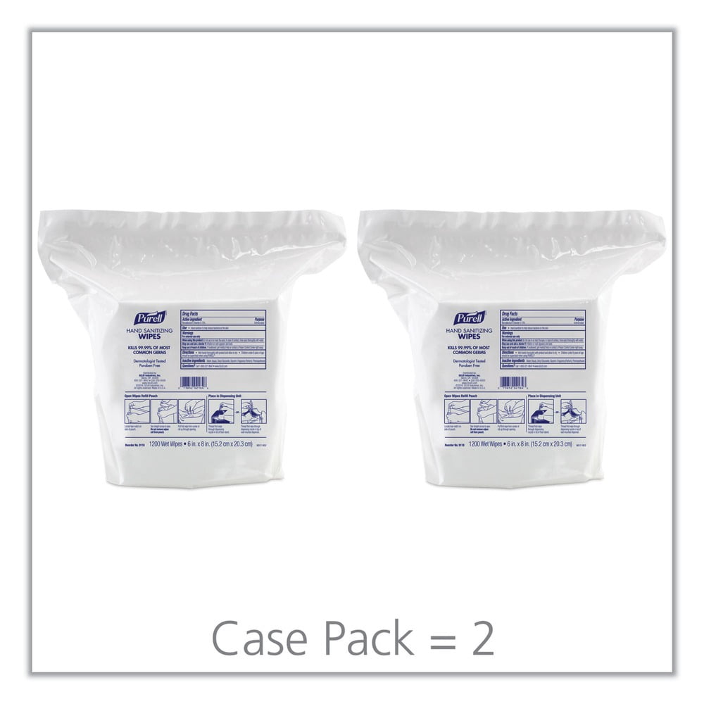 PURELL 9118-02 6 in. x 8 in. Fresh Citrus Scent Hand Sanitizing Wipes - White, (2/Carton)