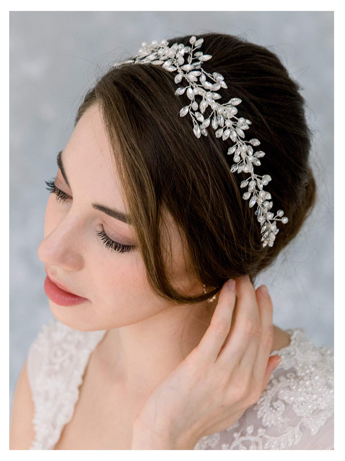 Bridal Hair Flower Wedding Hair Accessories Pearl Fabric Flower Headband