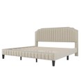 thumbnail image 7 of Modern Linen Curved Upholstered Platform Bed , Solid Wood Frame , Nailhead Trim, Cream (King), 7 of 7