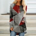 thumbnail image 2 of IROINID Deals Ladies Long Sleeve T Shirts Lounge Socket Geometry Printed Round-Neck Tops,Gray, 2 of 5