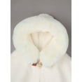 thumbnail image 5 of Doomiva Toddler Baby Girls Faux Fur Warm Thick Carseat Poncho Coat Princess Winter Hooded Jacket Ivory 90, 5 of 7