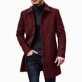 thumbnail image 2 of FRSASU Men's Mid‑Length Overcoat Single‑Breasted Notched Lapel Collar Warm Casual Business Winter Outerwear Coat Wine, 2 of 6