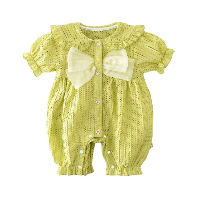 Gibobby Mameluco para niña de tul de manga corta para recién nacidos, niñas, primavera y verano(Verde, 0-6 Meses)