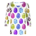 thumbnail image 4 of Kayannuo Easter Print Long Sleeve Shirts for Women Women's Fashion Printed T-shirt 3/4 Sleeves Blouse Round Neck Casual Tops Womens Fashion, 4 of 4
