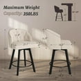 thumbnail image 3 of Counter Height Bar Stools Set of 3, 26" Swivel Fabric with Backsfor Kitchen Island, Pub, Linen, 3 of 8
