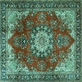 thumbnail image 1 of Ahgly Company Machine Washable Indoor Square Persian Turquoise Blue Traditional Area Rugs, 7' Square, 1 of 4