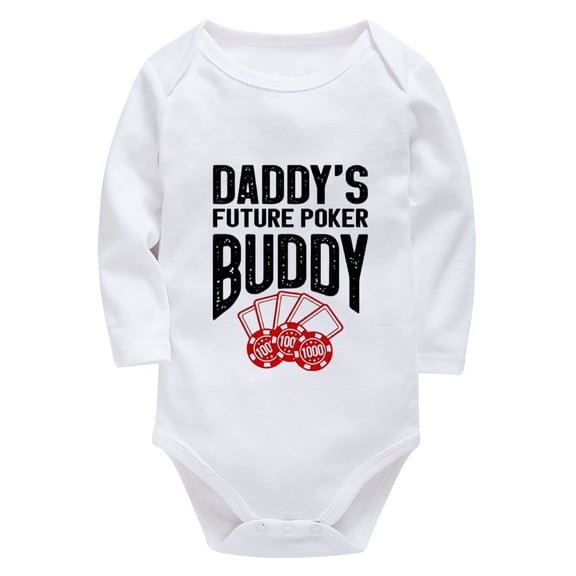 Daddy's Future Poker Buddy Going Home Outfit Baby Boy Newborn Long Sleeve Girl Infant Outfits White Onesie for Baby Boys 0-3