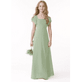 thumbnail image 4 of Junior Bridesmaid Dresses with Ruffle Short Sleeves High Slit Skirt Elegant Flower Girl Dress for Teens Wedding Party for Special Occasions, 4 of 5