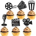 thumbnail image 1 of Cupcake Toppers LUCKYQUBE con tema de cine, paquete de 48 unidades, purpurina, 1 of 8