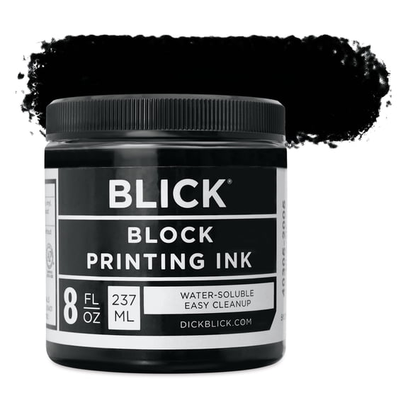 Blick Water-Soluble Block Printing Ink - Black, 8 oz Jar