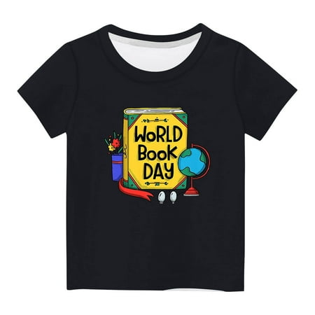 

CSEONE Shirts for Girls / Boys the Letters Printing Short Sleeve Shirt Kids Comfy Polyester Crewneck T-Shirt Boys Girls Kids Spring Summer out School & Reading Day T-Shirt(3-14 Y)