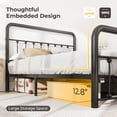 thumbnail image 3 of Bolvdo Full Bed Frame, Classic Metal Platform Bed Frame, with Charging Station and LED, No Need for Springs, Black, 3 of 8
