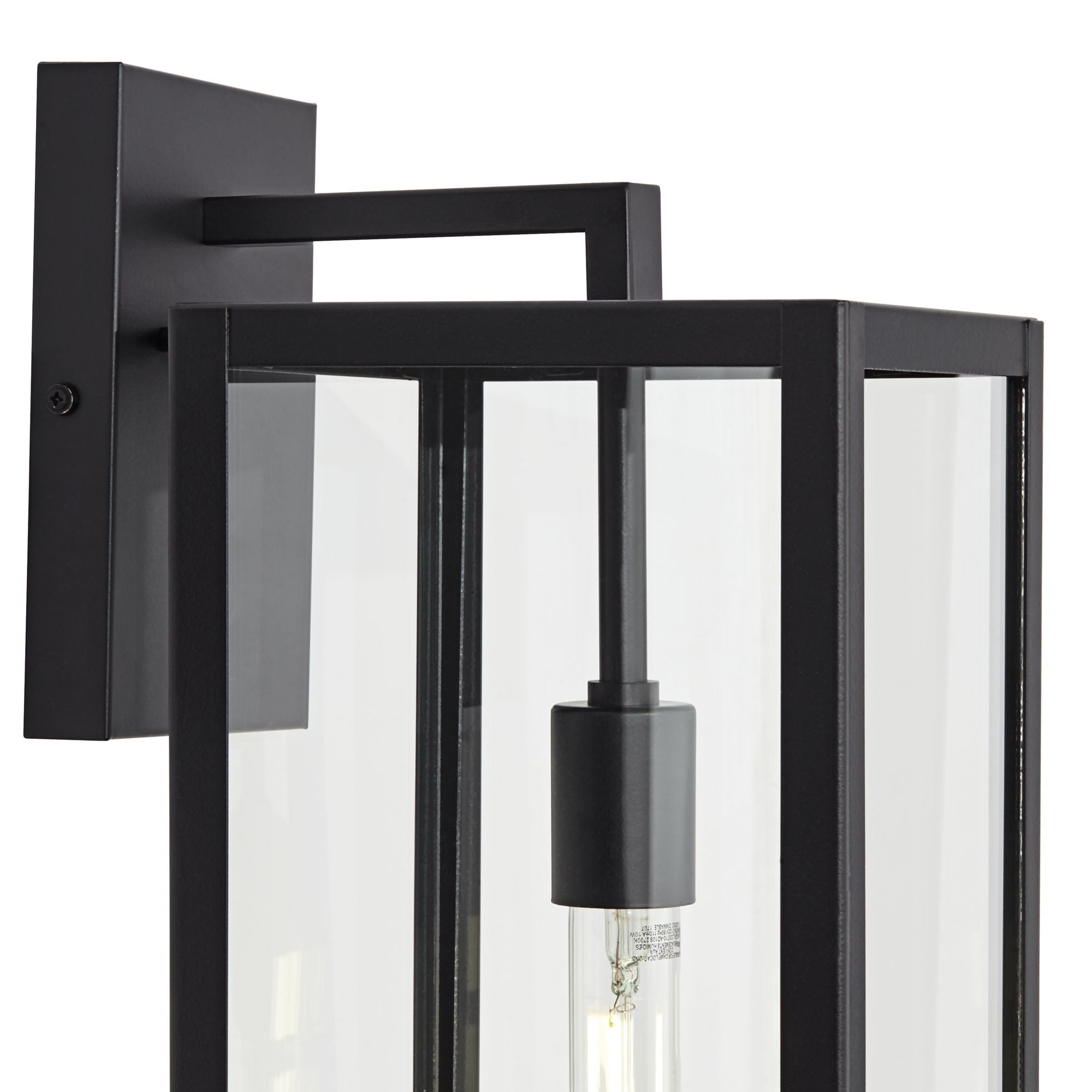 John Timberland Titan Modern Outdoor Wall Light Fixtures Set of 2 Mystic Black Rectangular Frame 20" Clear Glass for Post Exterior Barn