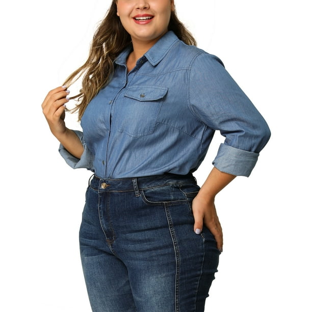 womens plus size chambray shirt