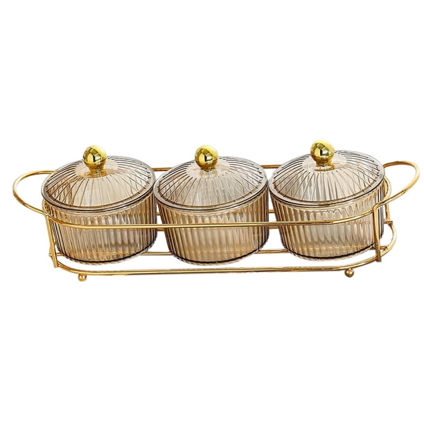 Platos De Aperitivos De Lujo Bandeja De Condimentos De Usos Múltiples Con Soporte Para Dulces De Picnic Marrón 3 Tazones Sunnimix Bandeja de condimentos