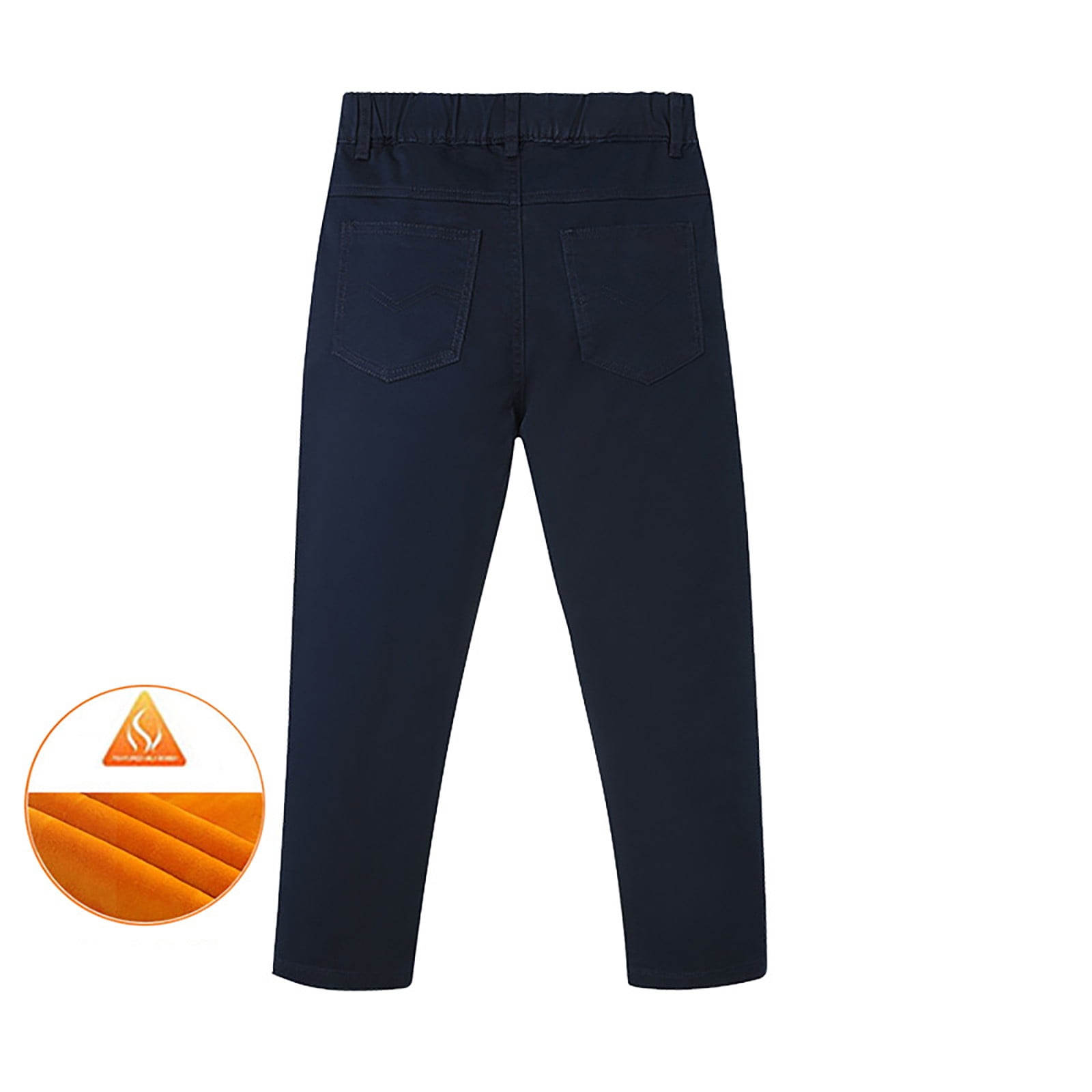 Fgnfyis Boys Stretch Lined Thickened Pants for School Sports Comfortable Elastic Waist Casual Trousers Kids Durable Lightweight Breathable Wear Navy1 5-6 Years