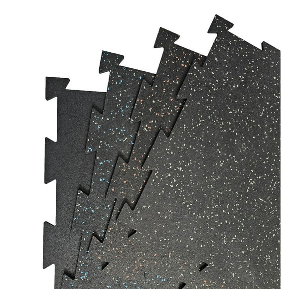Rubber King Black 6mm 19"x19" Recycled Rubber Tiles, 10 Pieces