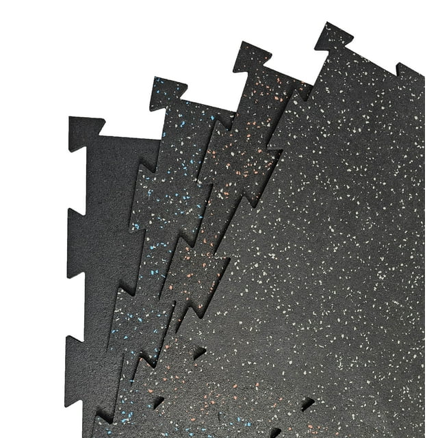 Rubber King Grey 6mm 19"x19" Recycled Rubber Tiles, 10 Pieces